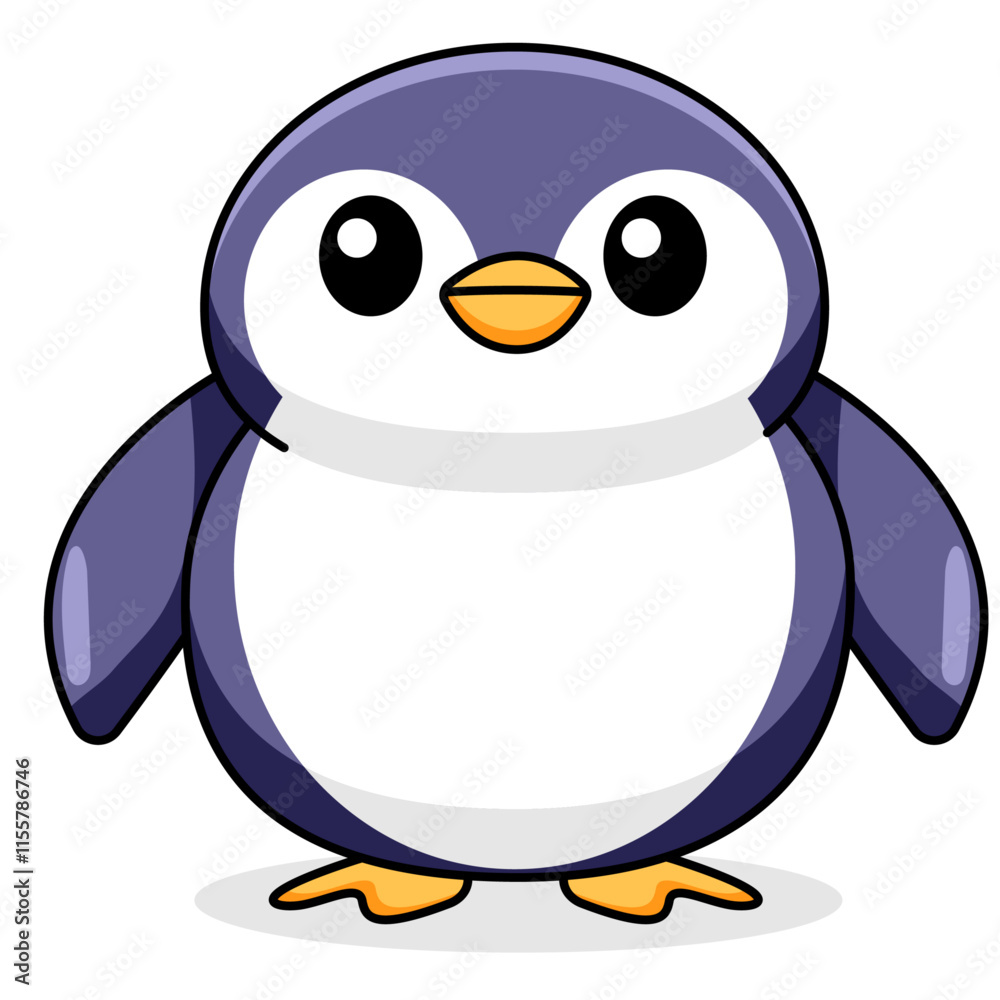 Obraz premium Cute Penguin Cartoon Kawaii Sticker. Character Vector Illustration