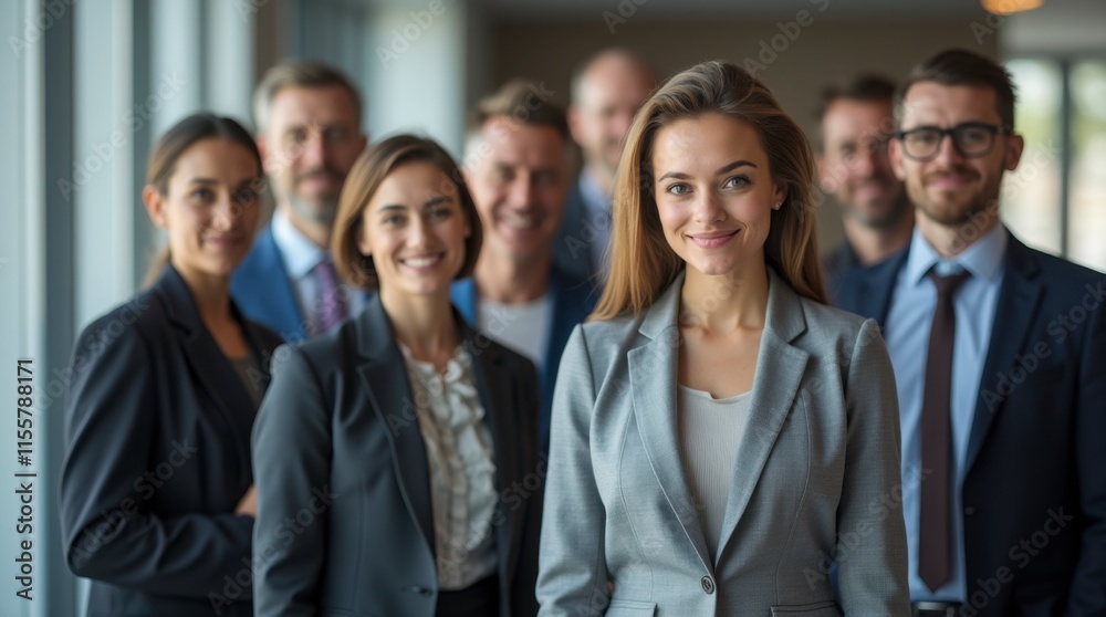 Diverse Business Team in Office Environment. Smiling Professionals Ready for a Team Meeting. Group of Business Colleagues in Corporate Setting. Diverse Business Team in Office Environment. Smiling Professionals Ready for a Team Meeting. Group of Business Colleagues in Corporate Setting.