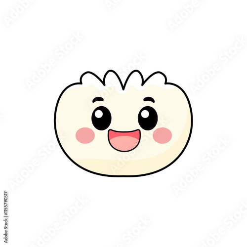 Cute Dimsum Cartoon Kawaii Sticker. Character Vector Illustration