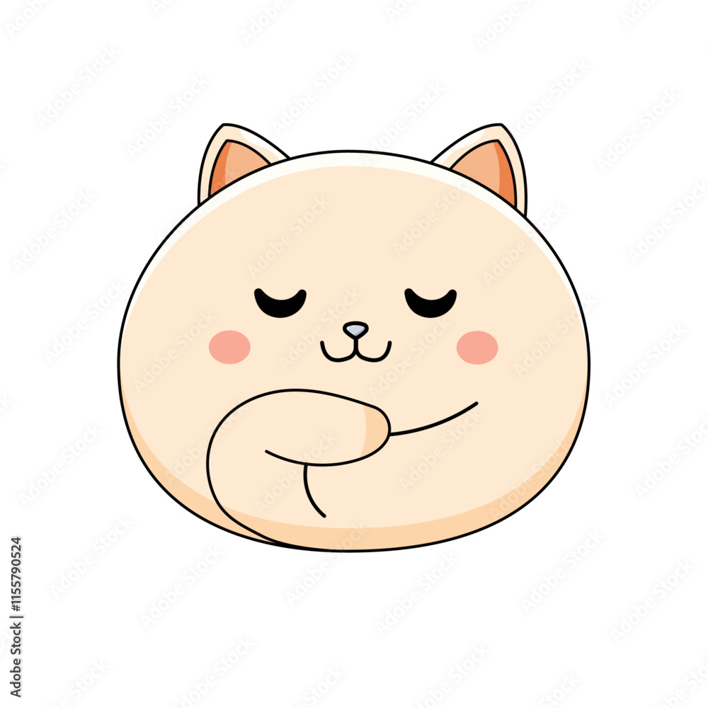 Cute Cat Cartoon Kawaii Sticker. Character Vector Illustration Cute Cat Cartoon Kawaii Sticker. Character Vector Illustration