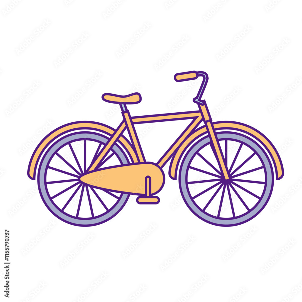 Fototapeta premium Cute Bicycle Cartoon Kawaii Sticker. Character Vector Illustration