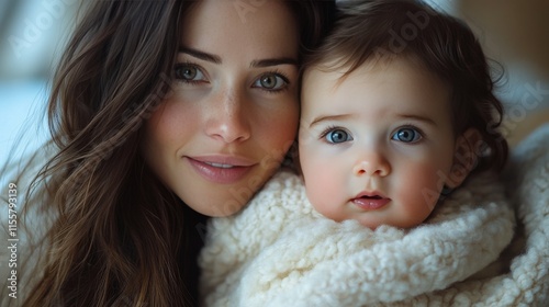 Mother and child enjoying story time together in a cozy living room