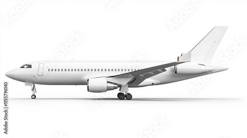 Side View of a Pristine White Passenger Airplane
