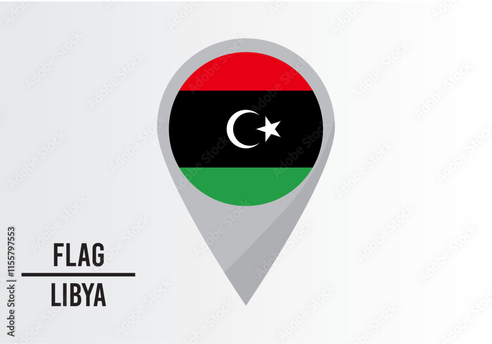 Lıbya Flag on Location Pin. vector illustration Lıbya Flag on Location Pin. vector illustration