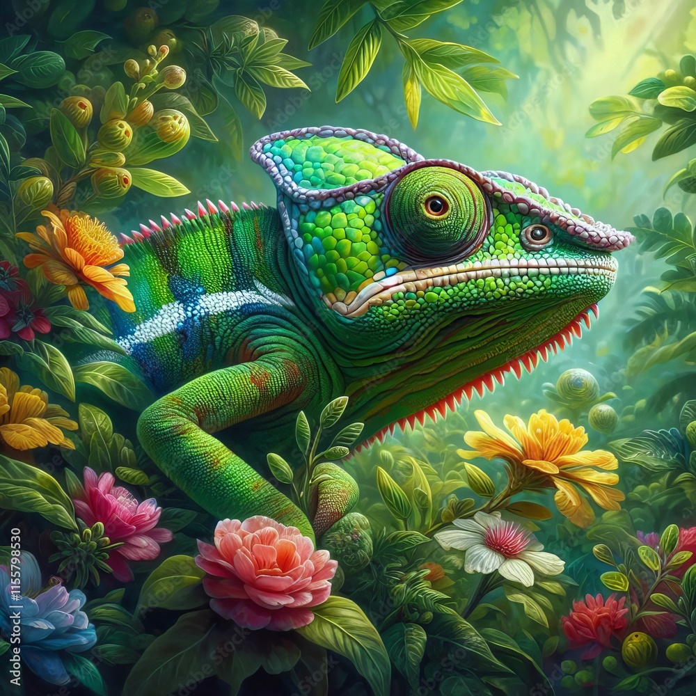 Obraz premium Chameleon wildlife painting