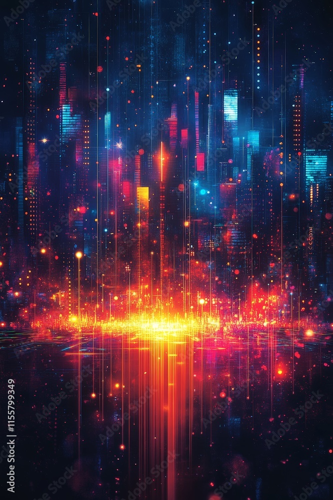 Vibrant digital music studio with illuminated controls and futuristic background Vibrant digital music studio with illuminated controls and futuristic background