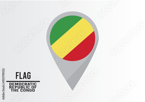 Democratıc Republıc Of The Congo Flag on Location Pin. vector illustration