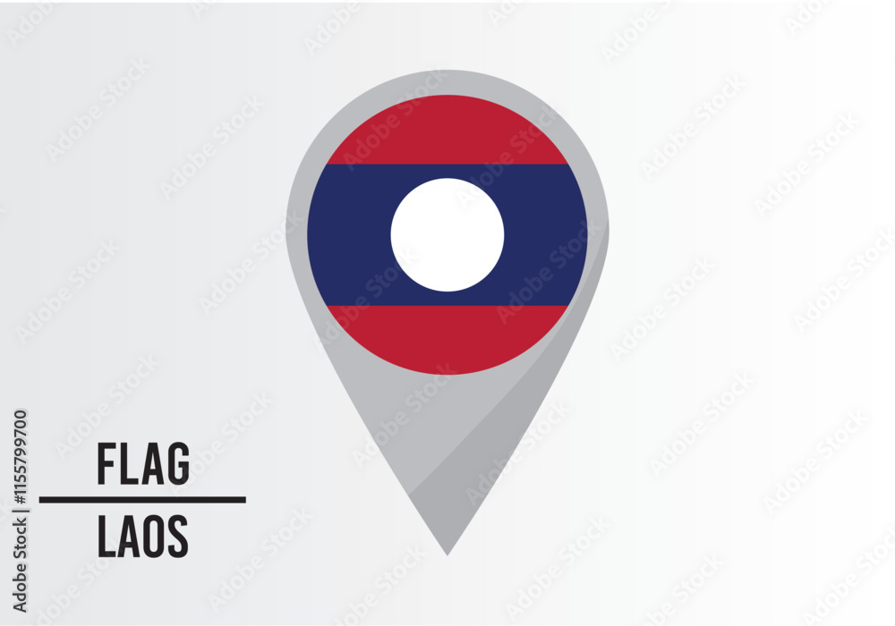 Laos Flag on Location Pin. vector illustration Laos Flag on Location Pin. vector illustration