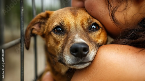A photo of a shelter animal being adopted into a loving home, showcasing the importance of responsible pet ownership and animal welfare. photo