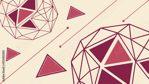 Abstract polygonal background. Geometric Web Maroon vector illustration. Colorful 3D wallpaper. Background triangle.
