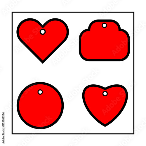 set of buttons with hearts