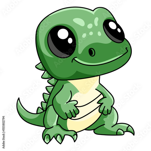 Cute Dinosaur Cartoon Kawaii Sticker. Character Vector Illustration