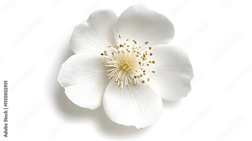 A Single White Flower Isolated On White Background A Single White Flower Isolated On White Background
