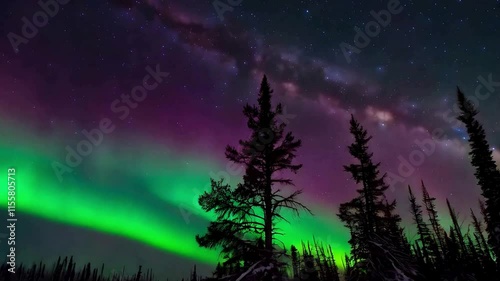 Dancing Lights of the Aurora Borealis in the Night Sky