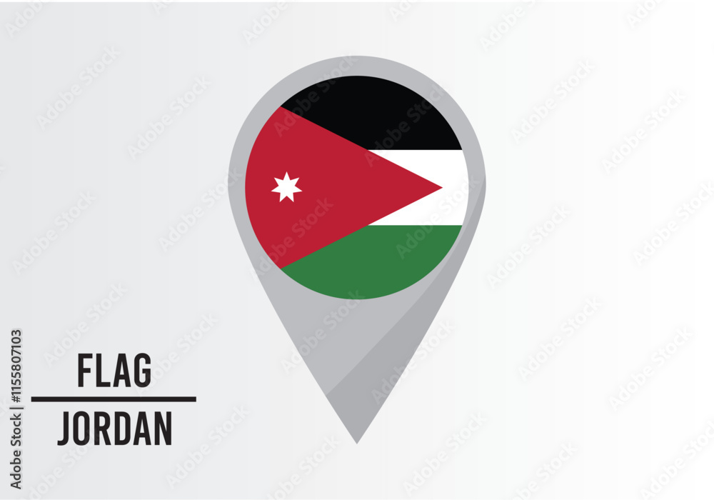 Jordan Flag on Location Pin. vector illustration Jordan Flag on Location Pin. vector illustration