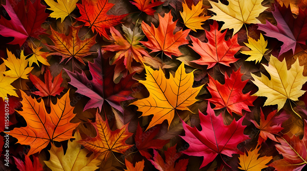 Vibrant Autumn Leaves Composition in Warm Colors Vibrant Autumn Leaves Composition in Warm Colors
