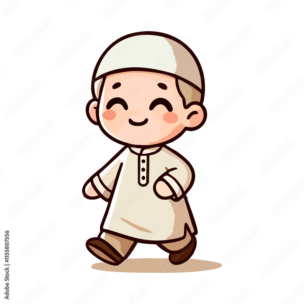 cute cartoon icon illustration little kid and ramadan cute cartoon icon illustration little kid and ramadan