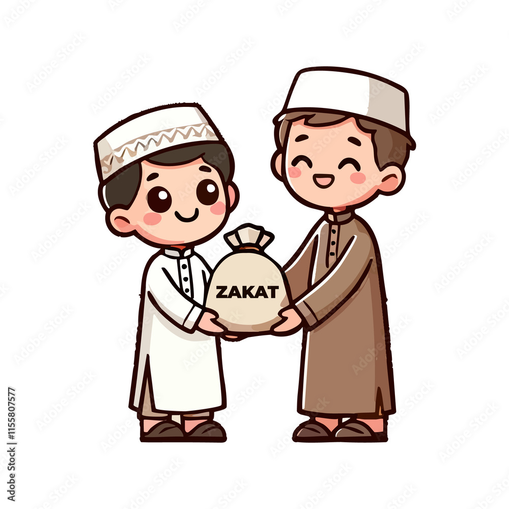 cute cartoon icon illustration little kid and ramadan cute cartoon icon illustration little kid and ramadan