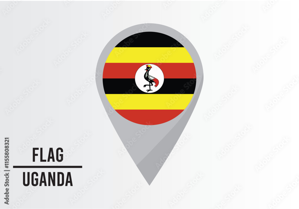 Uganda Flag on Location Pin. vector illustration Uganda Flag on Location Pin. vector illustration
