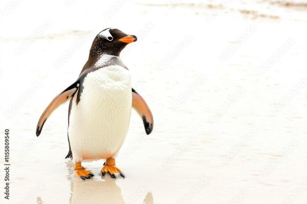 Naklejka premium Chunky Penguin Waddling Forward on Pure