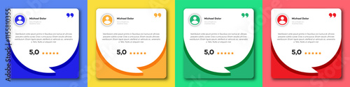 Feedback box set, bubble testimonial banner, quote, infographic. Social media post template vector 10 eps