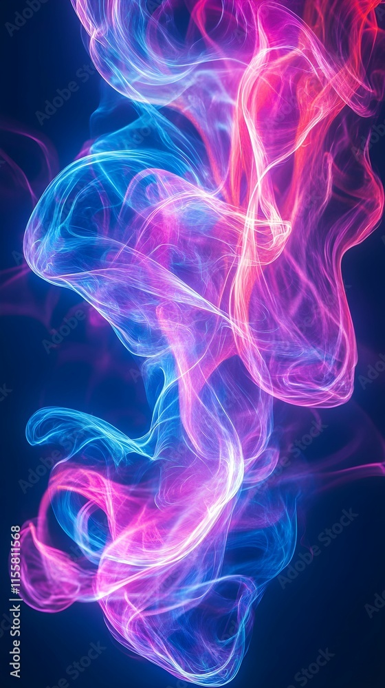 Colorful smoke swirls in vibrant shades of pink and blue against a dark background Colorful smoke swirls in vibrant shades of pink and blue against a dark background