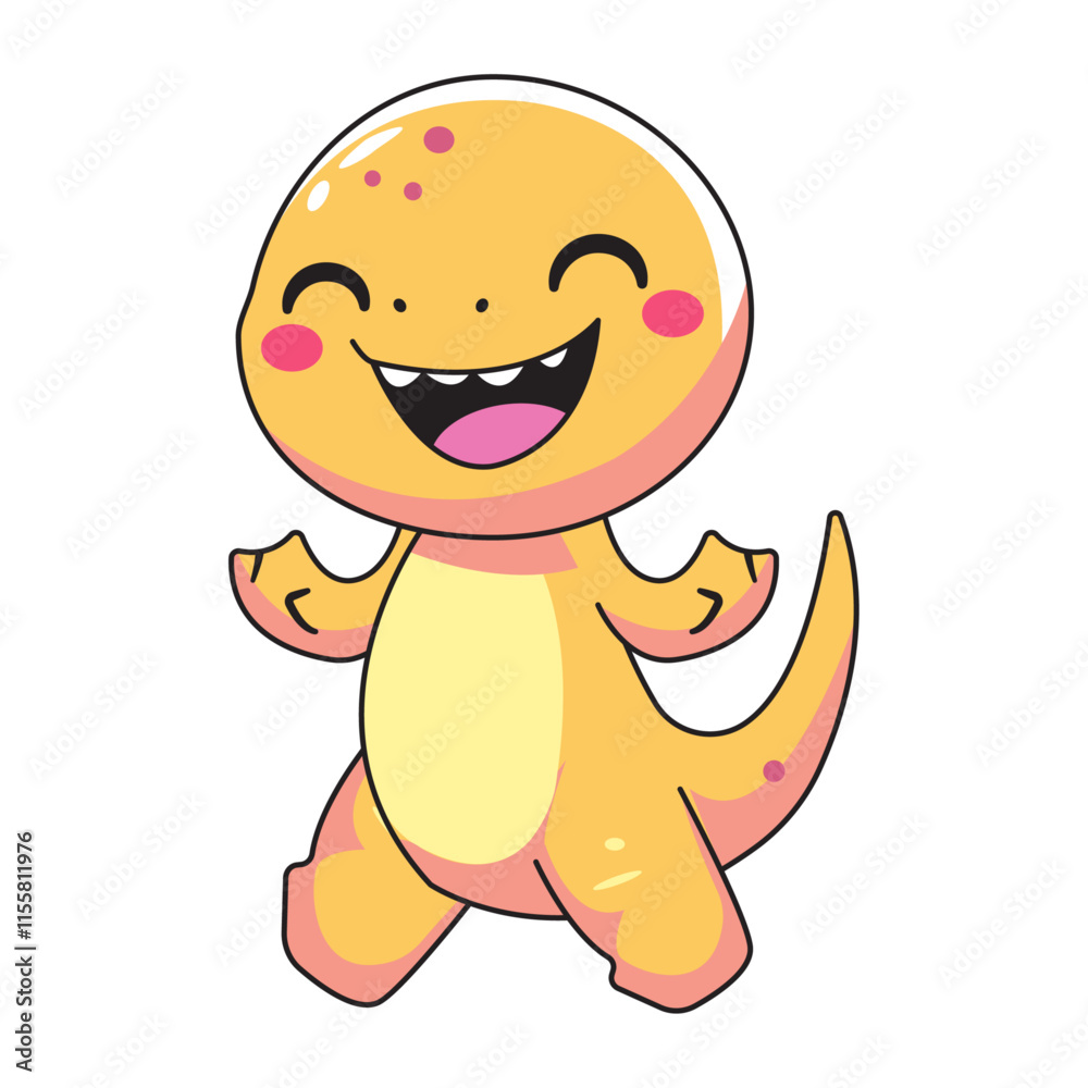 Cute Dinosaur Cartoon Kawaii Sticker. Character Vector Illustration Cute Dinosaur Cartoon Kawaii Sticker. Character Vector Illustration
