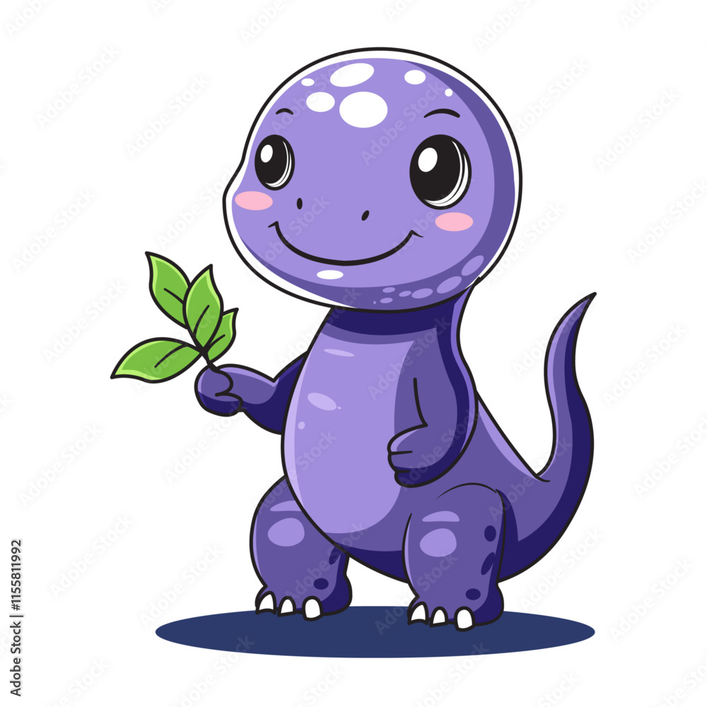 Fototapeta premium Cute Dinosaur Cartoon Kawaii Sticker. Character Vector Illustration