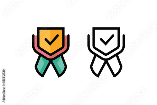 Two colored vector illustrations of a quality award.