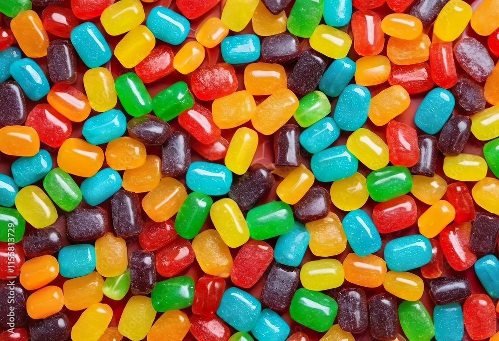 Appetizing background, banner of small multi-colored jelly candies Appetizing background, banner of small multi-colored jelly candies