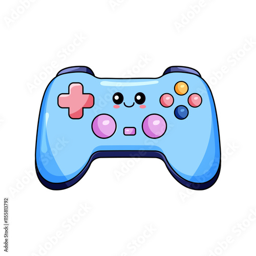 Cute Game Controls Cartoon Kawaii Sticker. Character Vector Illustration