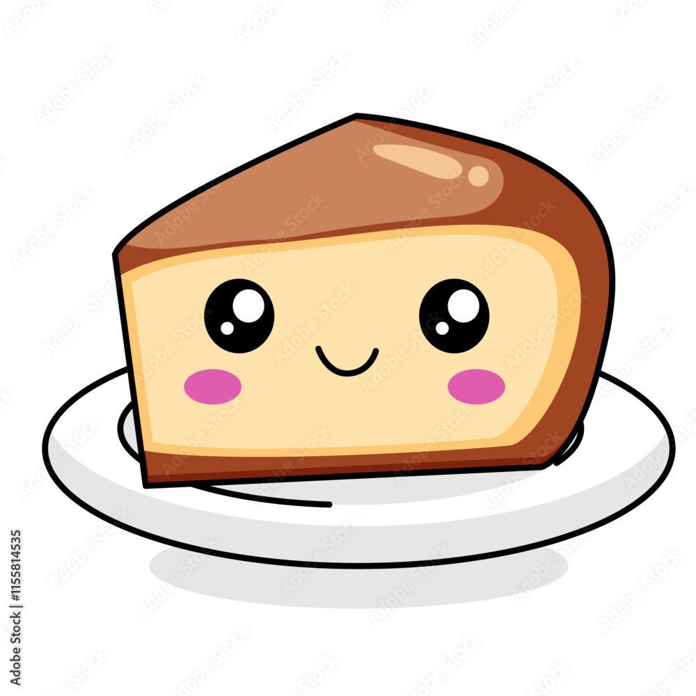 Cute Cake Cartoon Kawaii Sticker. Character Vector Illustration Cute Cake Cartoon Kawaii Sticker. Character Vector Illustration