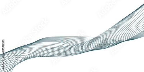 Abstract vector blue wave lines on white background, digital frequency track equalizer. Stylized line art background. 