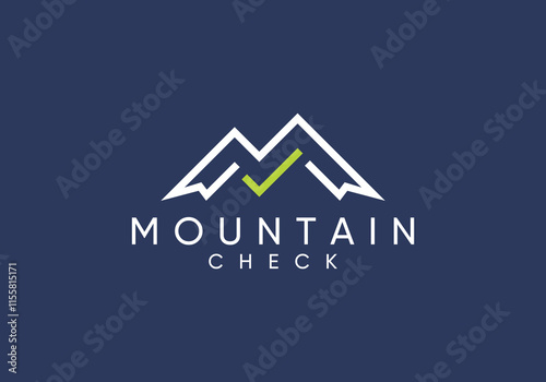 mountain with check logo design vector concept