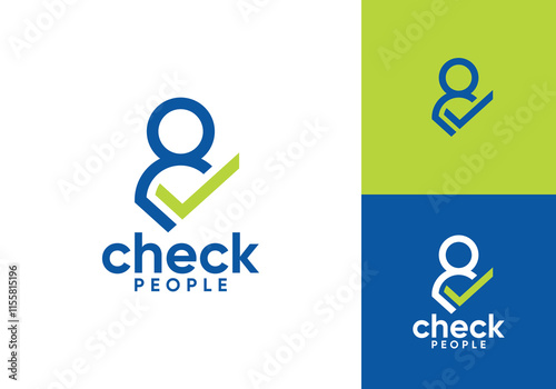 check with people logo vector design concept