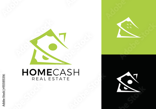 simple home and money logo. real estate buying and selling agent symbol vector design