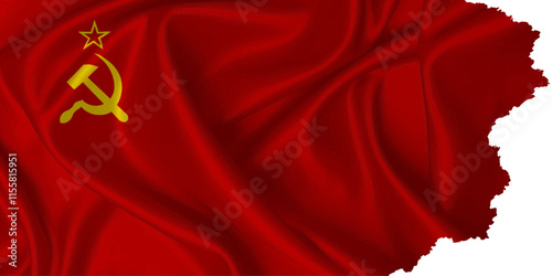 Flag of Soviet Union vector with torn edges on transparent background