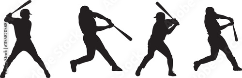 Baseball Players in Action Illustrations