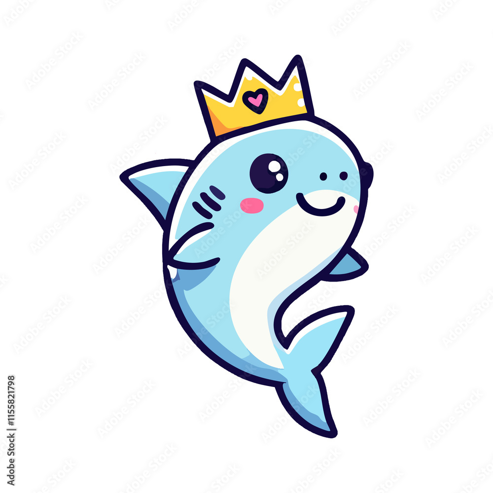 cute cartoon icon illustration fish and crown cute cartoon icon illustration fish and crown