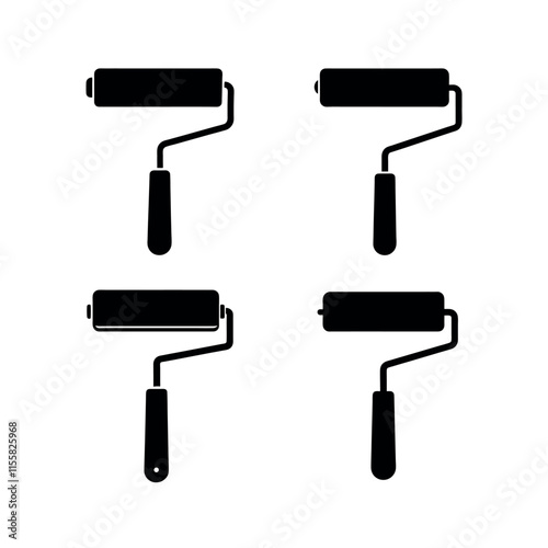 paint rollers silhouette vector design
