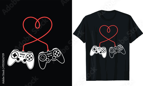 game controllers make heart valentines day t shirt design