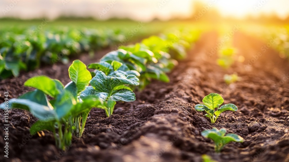 Serene Farming Scene in Golden Hour Light Serene Farming Scene in Golden Hour Light