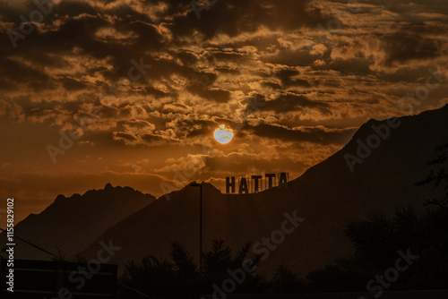 Hatta (name of the place), located in the UAE, is a serene hill town and an exclave of Dubai, bordering Oman. Known for its stunning natural scenery, belt of mountains, and its amazing climate. photo