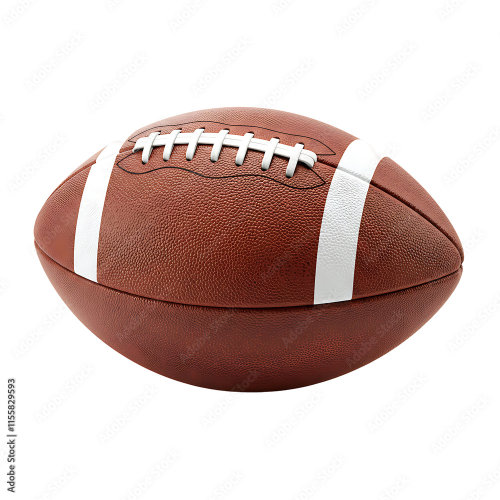 Realistic Close-Up of American Football with Leather Ball and Classic Design, High-Detail Photography On Transparent Background Realistic Close-Up of American Football with Leather Ball and Classic Design, High-Detail Photography On Transparent Background