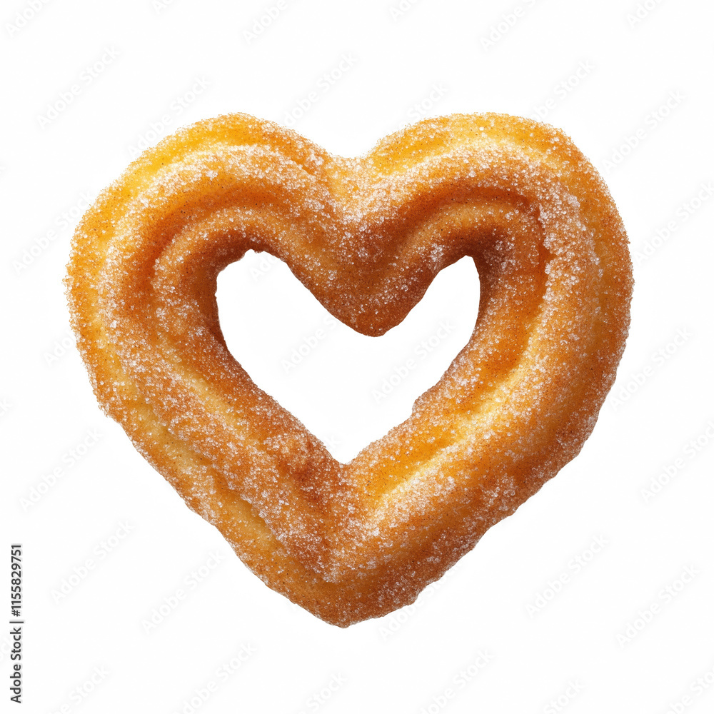 Fototapeta premium heart shape churro isolated on transparent background Generative Ai.