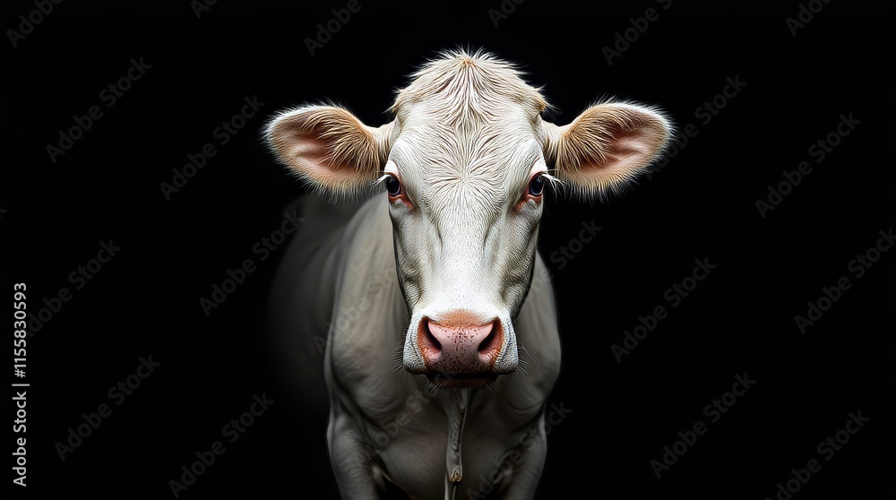 Close-up High-Contrast Portrait of a Black Cow Close-up High-Contrast Portrait of a Black Cow