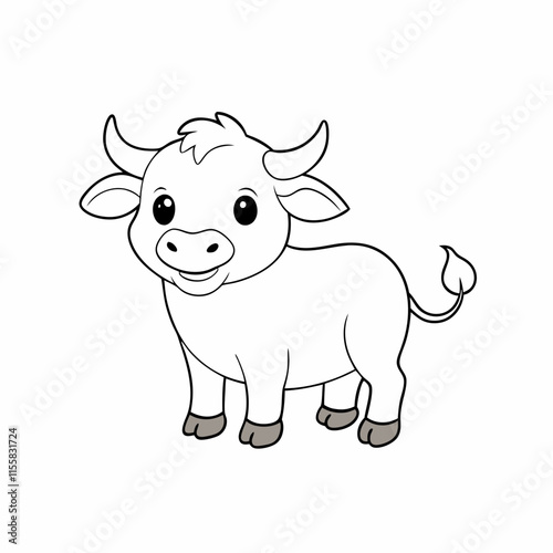 Out line vector cute African Buffalo for cartoon vector illustration