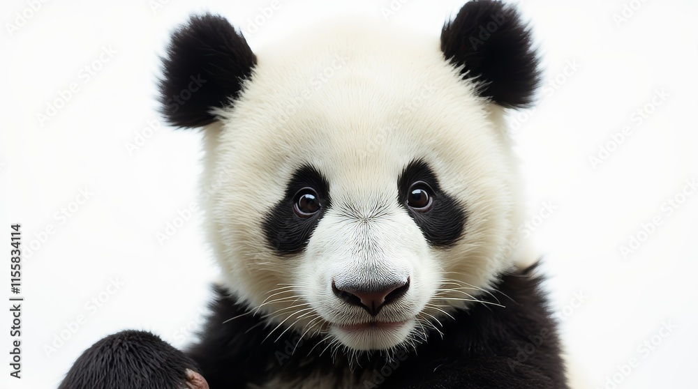 Fototapeta premium Close-up Portrait of a Panda on White Background