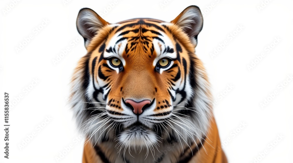 Obraz premium Close-up Portrait of a Tiger on White Background