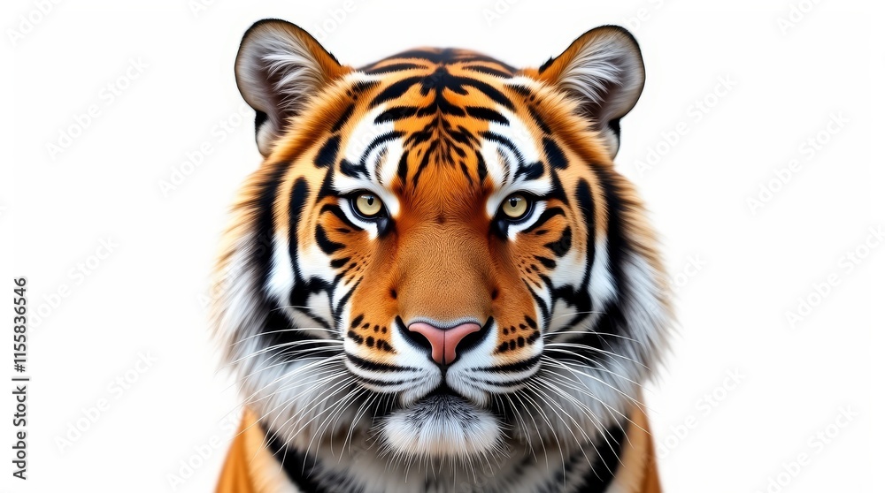 Obraz premium Close-up Portrait of a Tiger on White Background
